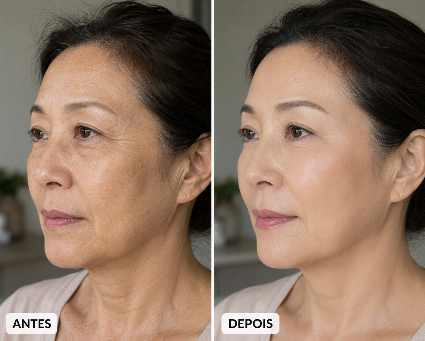 Antes e depois da pele