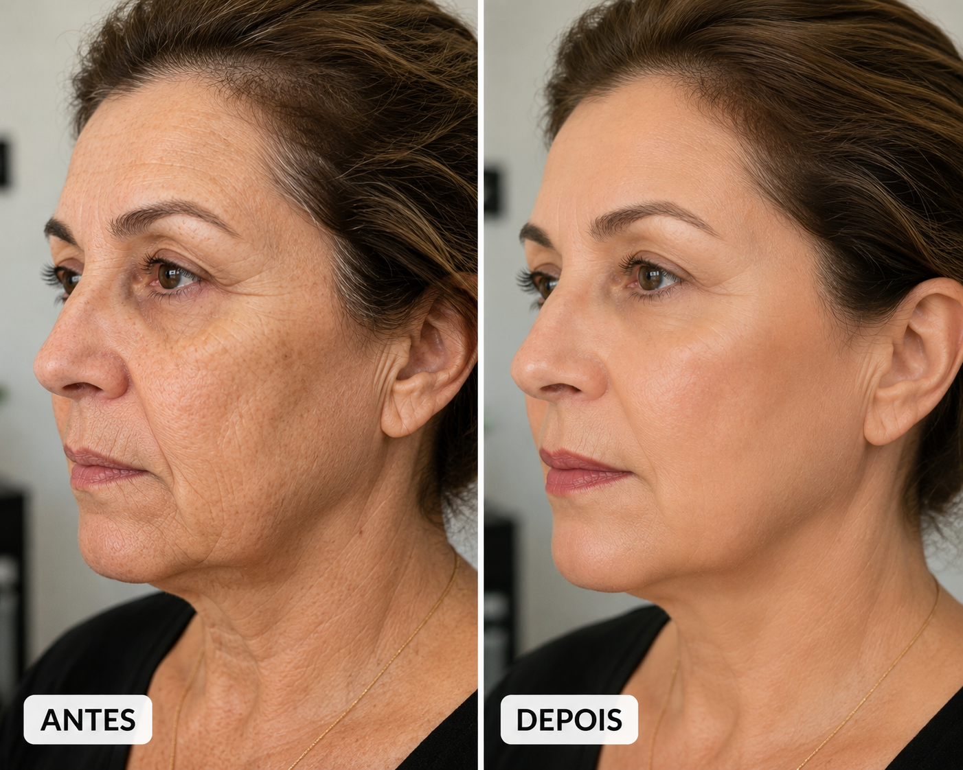 Antes e depois da pele