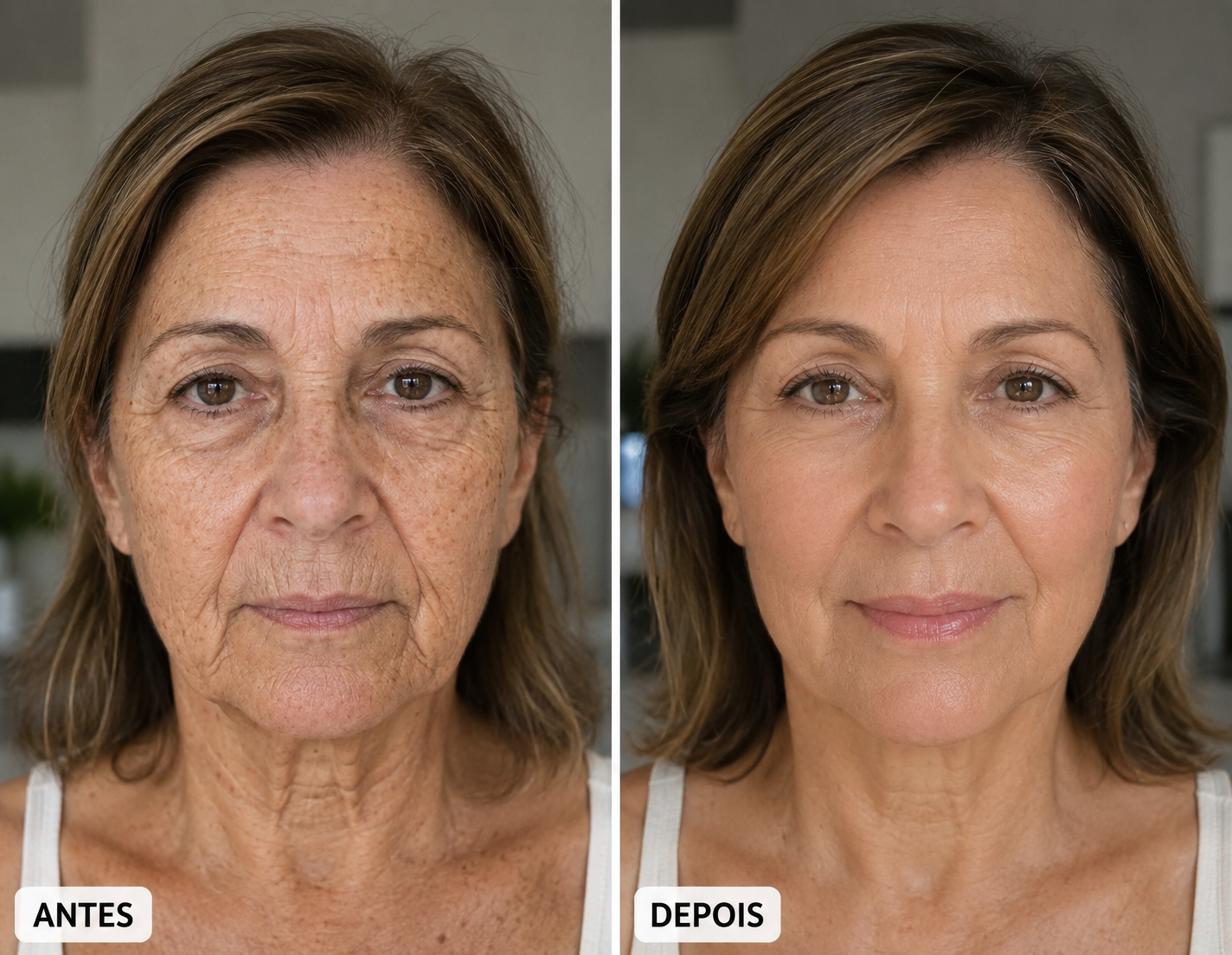 Antes e depois da pele
