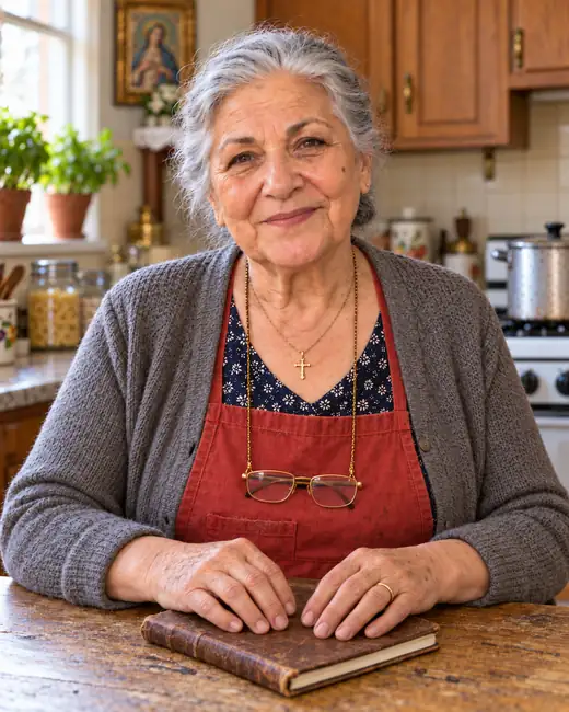 Nonna Filomena at her kitchen table