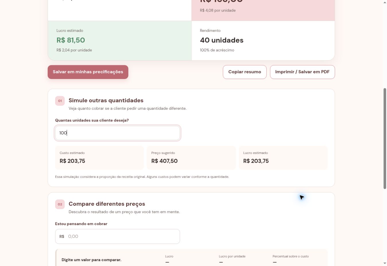 Simulador de Quantidades