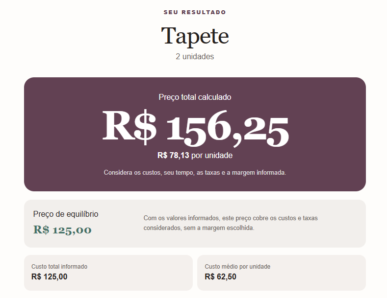 Cálculo por quantidade