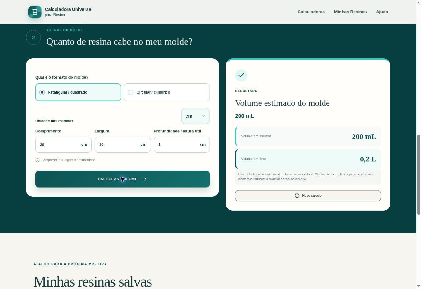 Calculadora de moldes